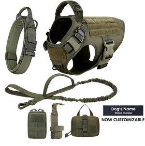 6-in-1 Full Tactical Set- Harness, collar, leash and MOLLE pouches
