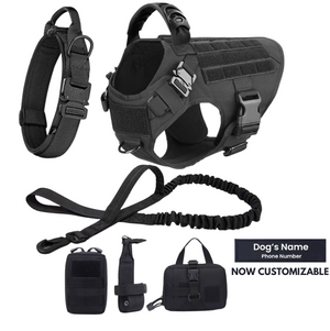 6-in-1 Full Tactical Set- Harness, collar, leash and MOLLE pouches