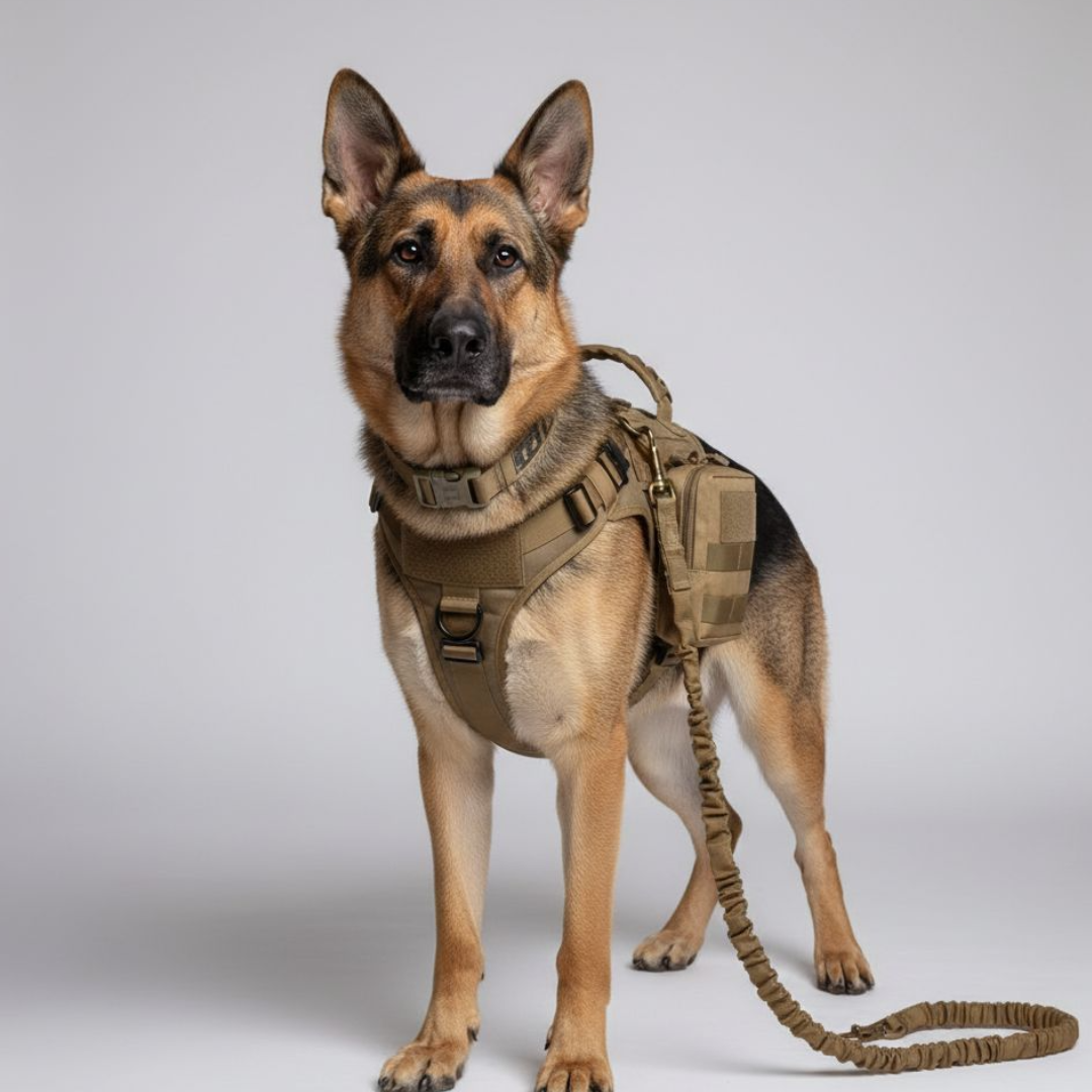 6-in-1 Full Tactical Set- Harness, collar, leash and MOLLE pouches