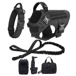 6-in-1 Full Tactical Set- Harness, collar, leash and MOLLE pouches
