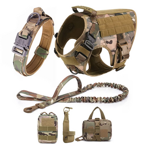 6-in-1 Full Tactical Set- Harness, collar, leash and MOLLE pouches