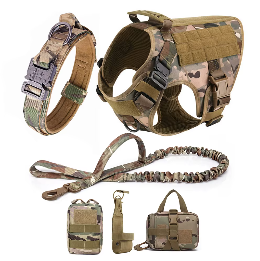 6-in-1 Full Tactical Set- Harness, collar, leash and MOLLE pouches