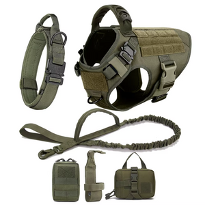 6-in-1 Full Tactical Set- Harness, collar, leash and MOLLE pouches