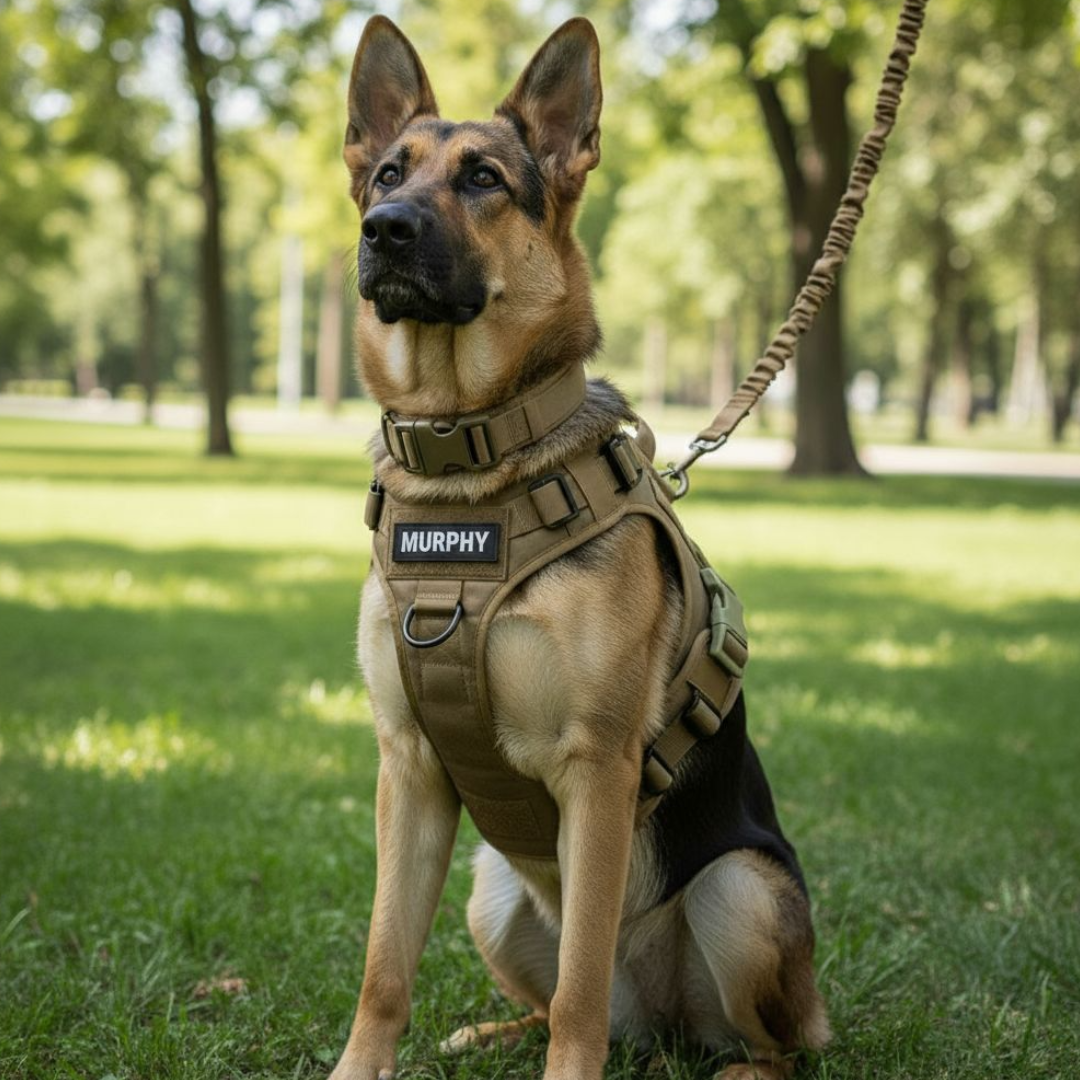 3-in-1 No-Pull Tactical Harness, Collar and Bungee Leash Set