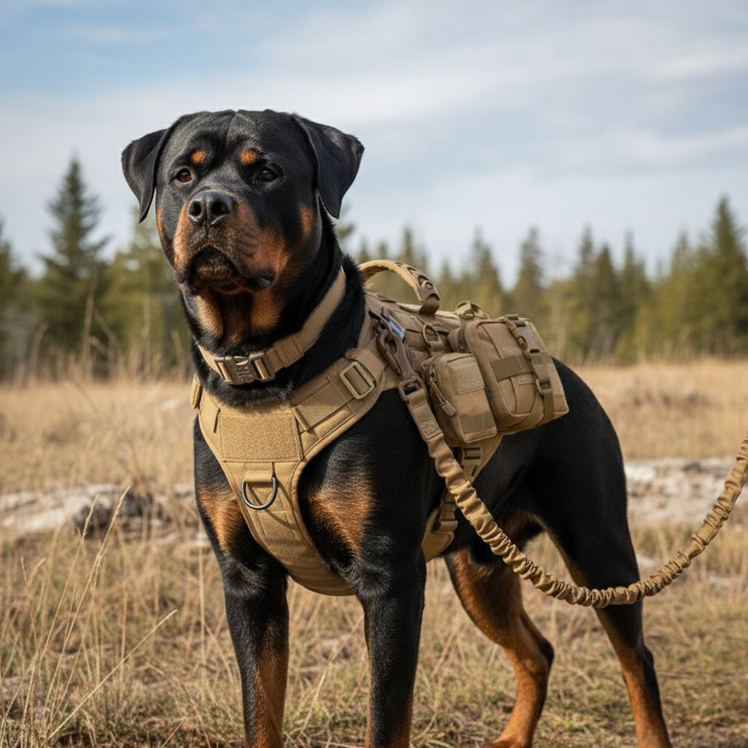 6-in-1 Full Tactical Set- Harness, collar, leash and MOLLE pouches