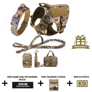6-in-1 Full Tactical Set- Harness, collar, leash and MOLLE pouches