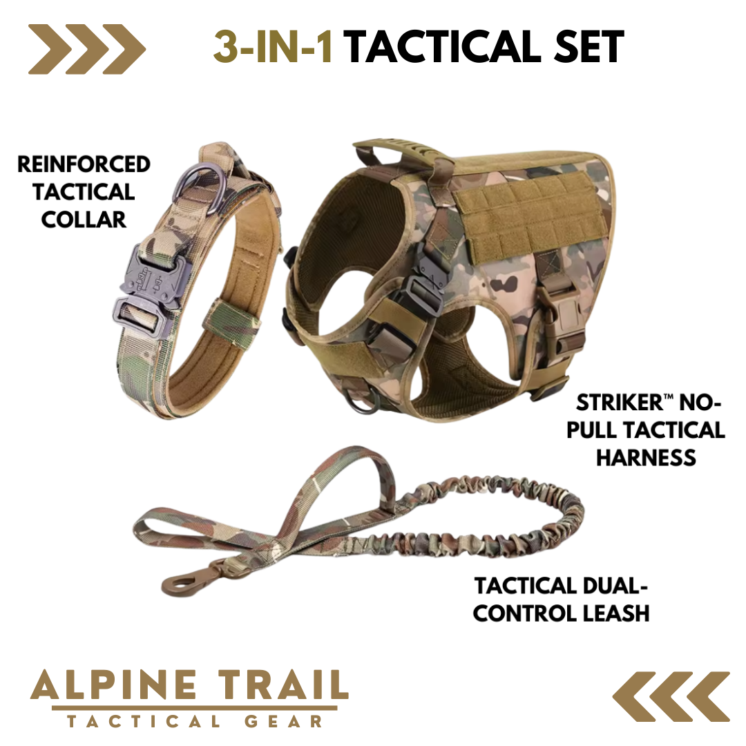 3-in-1 No-Pull Tactical Harness, Collar and Bungee Leash Set