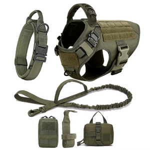 6-in-1 Full Tactical Set- Harness, collar, leash and mollie pouches