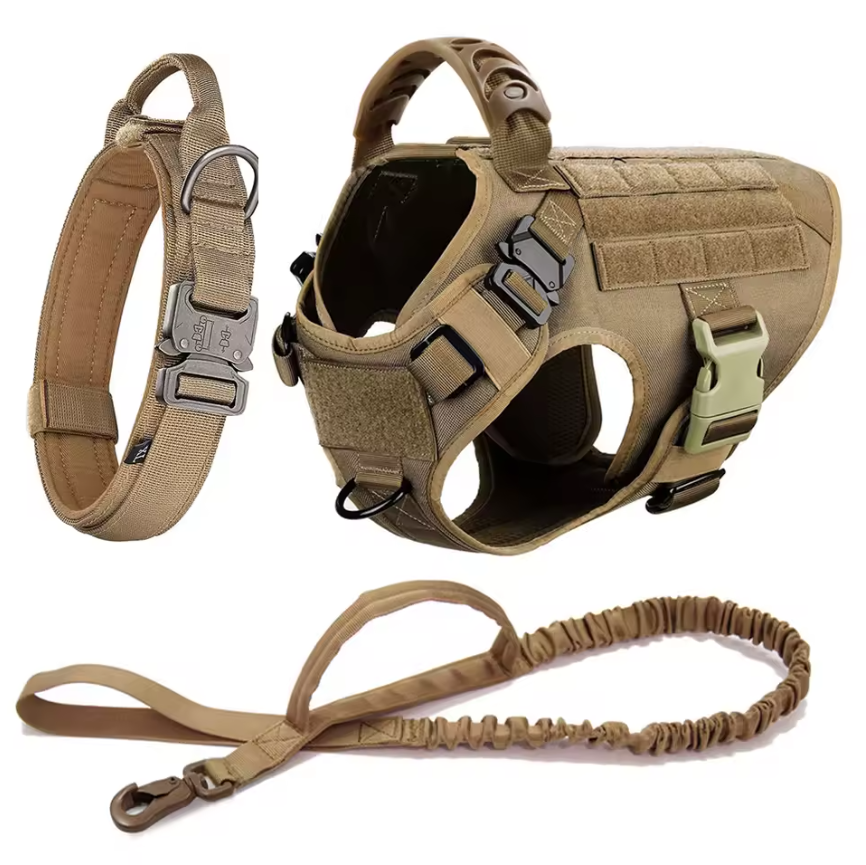 3-in-1 No-Pull Tactical Harness, Collar and Bungee Leash Set