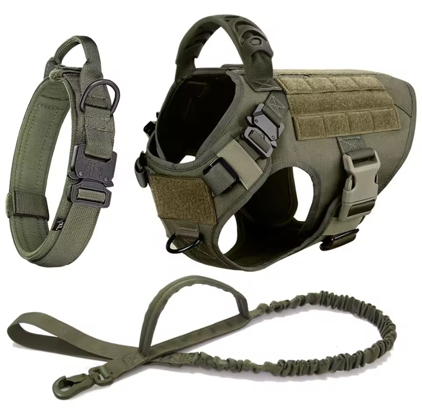 3-in-1 No-Pull Tactical Harness, Collar and Bungee Leash Set