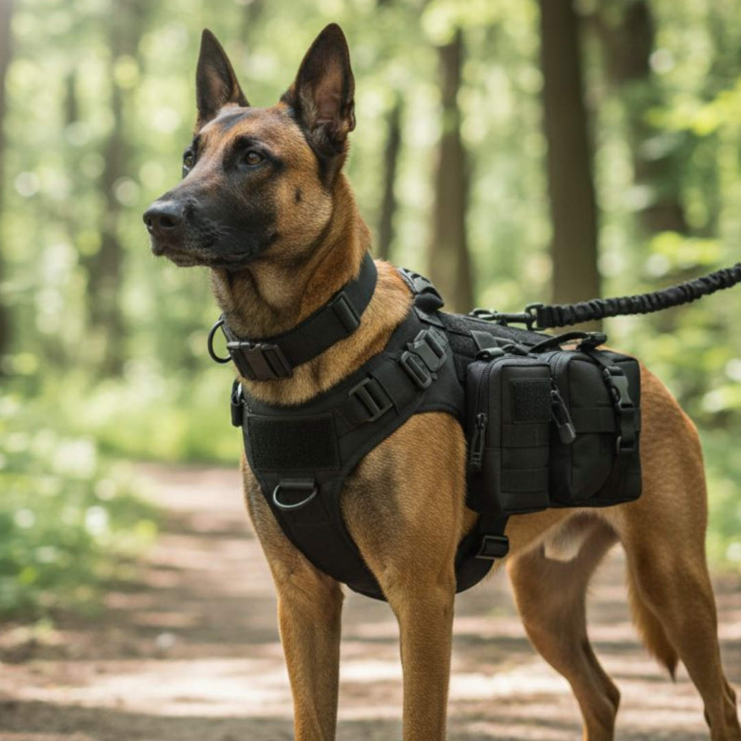 6-in-1 Full Tactical Set- Harness, collar, leash and MOLLE pouches